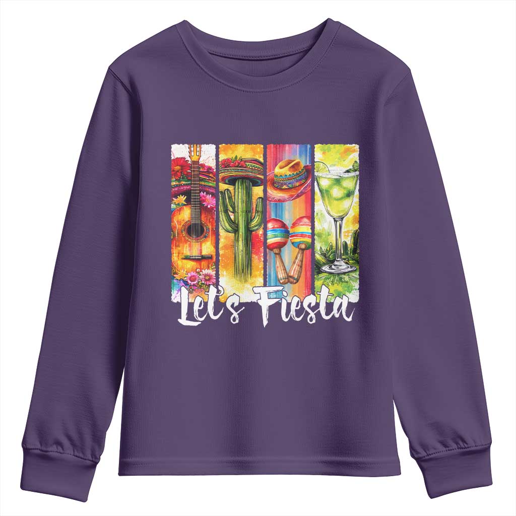 Lets Fiesta Youth Sweatshirt Funny Cinco De Mayo Party Celebration TS12 Purple Print Your Wear