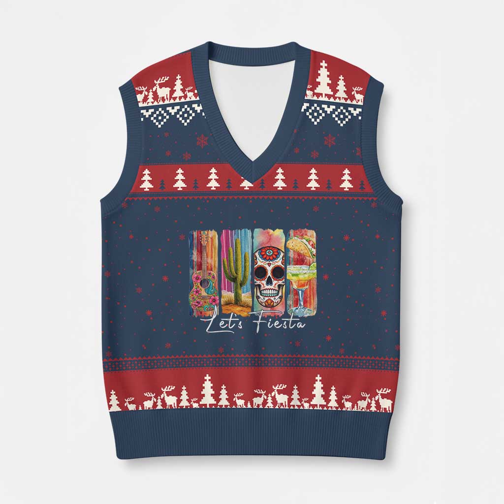 Cinco De Mayo Lets Fiest V-Neck Knit Sweater Vest Funny Mexican Party Gift TS12 Navy Red Print Your Wear
