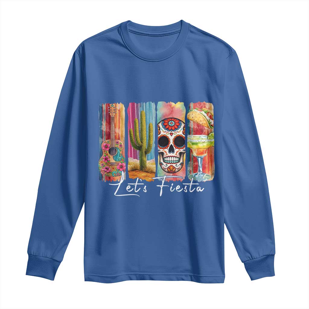 Cinco De Mayo Lets Fiest Long Sleeve Shirt Funny Mexican Party Gift TS12 Royal Blue Print Your Wear
