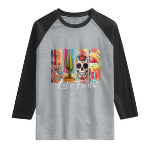 Cinco De Mayo Lets Fiest Raglan Shirt Funny Mexican Party Gift TS12 Heather Gray Black Print Your Wear