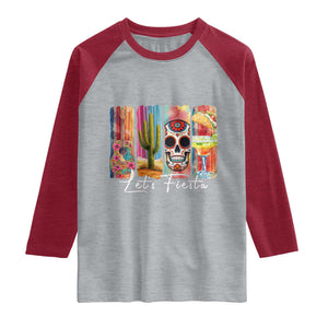 Cinco De Mayo Lets Fiest Raglan Shirt Funny Mexican Party Gift TS12 Heather Gray Heather Red Print Your Wear