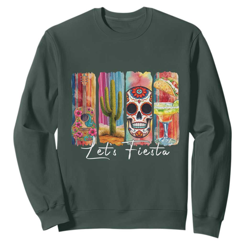 Cinco De Mayo Lets Fiest Sweatshirt Funny Mexican Party Gift TS12 Dark Forest Green Print Your Wear