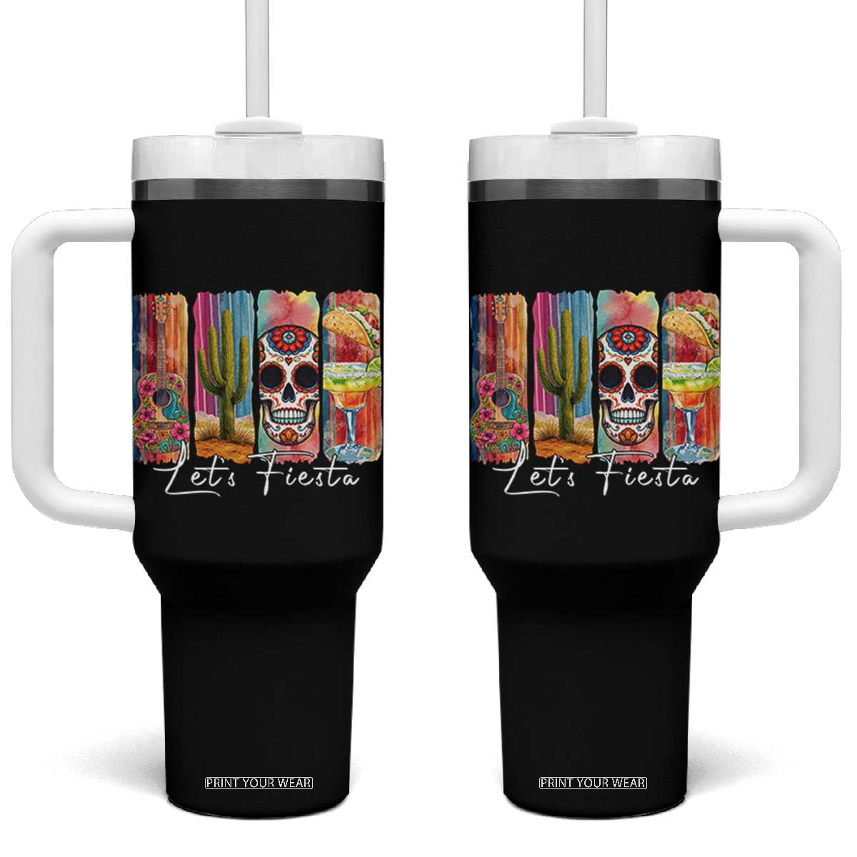 Cinco De Mayo Lets Fiest Tumbler With Handle Funny Mexican Party Gift TS12 One Size: 40 oz Black Print Your Wear