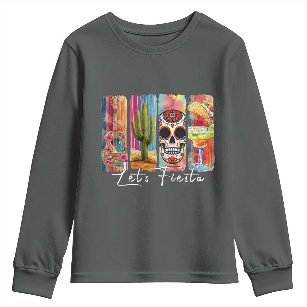 Cinco De Mayo Lets Fiest Youth Sweatshirt Funny Mexican Party Gift TS12 Dark Heather Print Your Wear