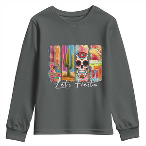 Cinco De Mayo Lets Fiest Youth Sweatshirt Funny Mexican Party Gift TS12 Dark Heather Print Your Wear