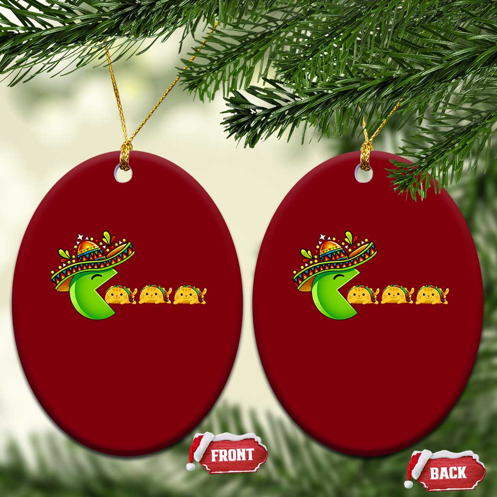 Cinco De Mayo Retro Game Ceramic Ornament Funny Sombrero Character Chasing Taco Cat TS12 Print Your Wear