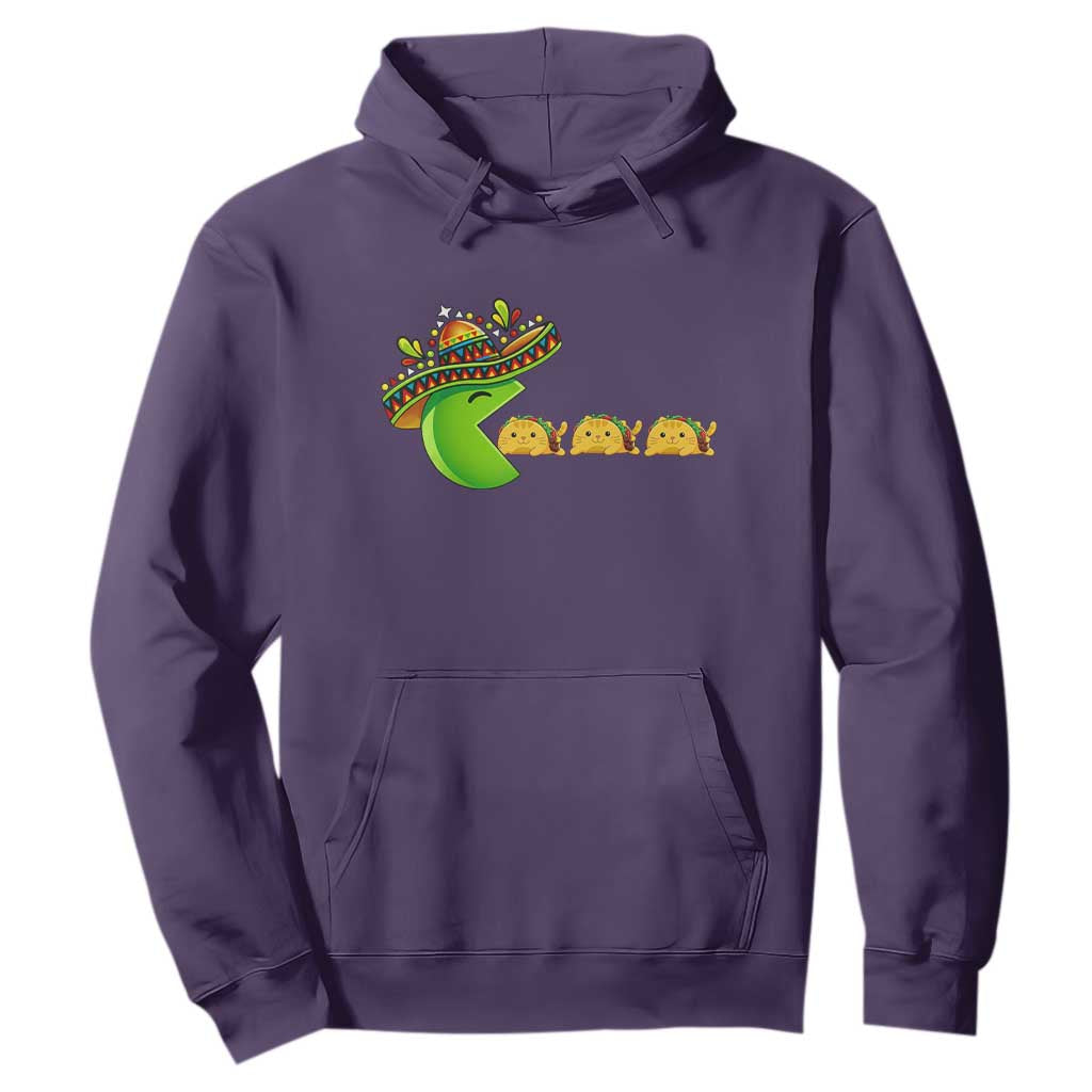 Cinco De Mayo Retro Game Hoodie Funny Sombrero Character Chasing Taco Cat TS12 Purple Print Your Wear