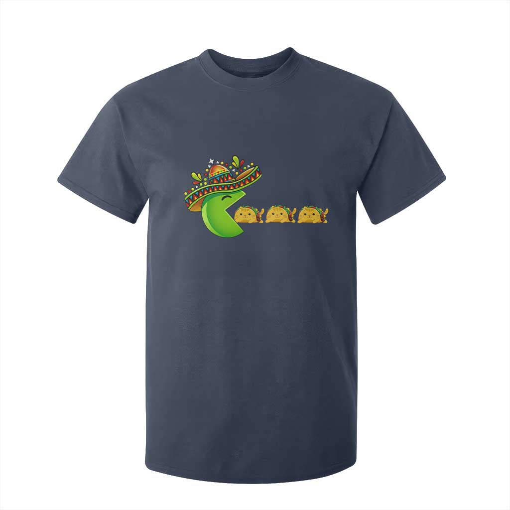 Cinco De Mayo Retro Game T Shirt For Kid Funny Sombrero Character Chasing Taco Cat TS12 Navy Print Your Wear