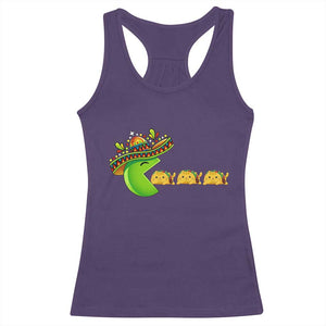 Cinco De Mayo Retro Game Racerback Tank Top Funny Sombrero Character Chasing Taco Cat TS12 Purple Print Your Wear