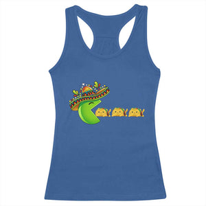Cinco De Mayo Retro Game Racerback Tank Top Funny Sombrero Character Chasing Taco Cat TS12 Royal Blue Print Your Wear
