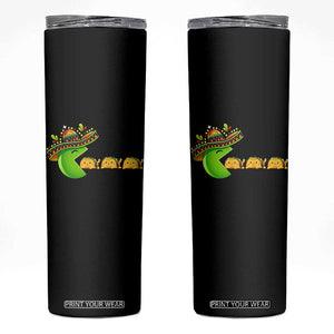 Cinco De Mayo Retro Game Skinny Tumbler Funny Sombrero Character Chasing Taco Cat TS12 Black Print Your Wear