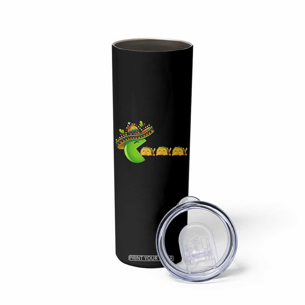 Cinco De Mayo Retro Game Skinny Tumbler Funny Sombrero Character Chasing Taco Cat TS12 Print Your Wear