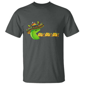 Cinco De Mayo Retro Game T Shirt Funny Sombrero Character Chasing Taco Cat TS12 Dark Heather Print Your Wear