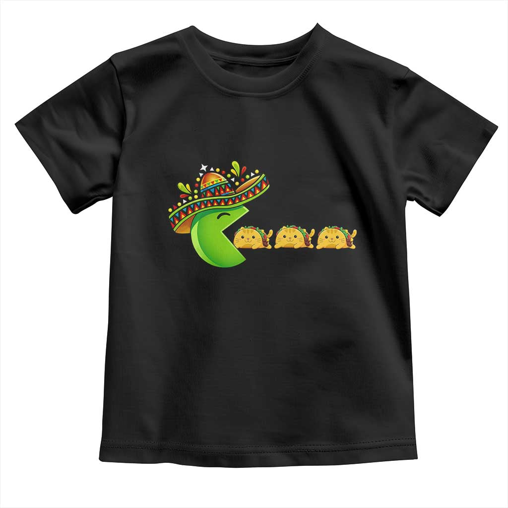 Cinco De Mayo Retro Game Toddler T Shirt Funny Sombrero Character Chasing Taco Cat TS12 Black Print Your Wear