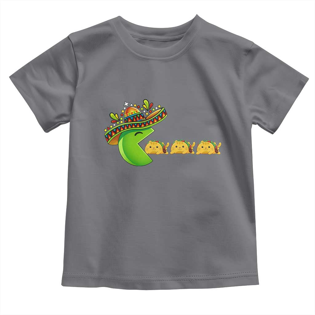Cinco De Mayo Retro Game Toddler T Shirt Funny Sombrero Character Chasing Taco Cat TS12 Charcoal Print Your Wear