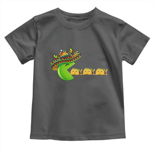 Cinco De Mayo Retro Game Toddler T Shirt Funny Sombrero Character Chasing Taco Cat TS12 Dark Heather Print Your Wear