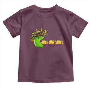 Cinco De Mayo Retro Game Toddler T Shirt Funny Sombrero Character Chasing Taco Cat TS12 Maroon Print Your Wear
