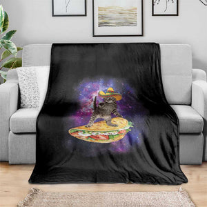 Funny Cinco De Mayo Cat Throw Blanket Astronaut Kitten Flying A Taco TS12 Print Your Wear