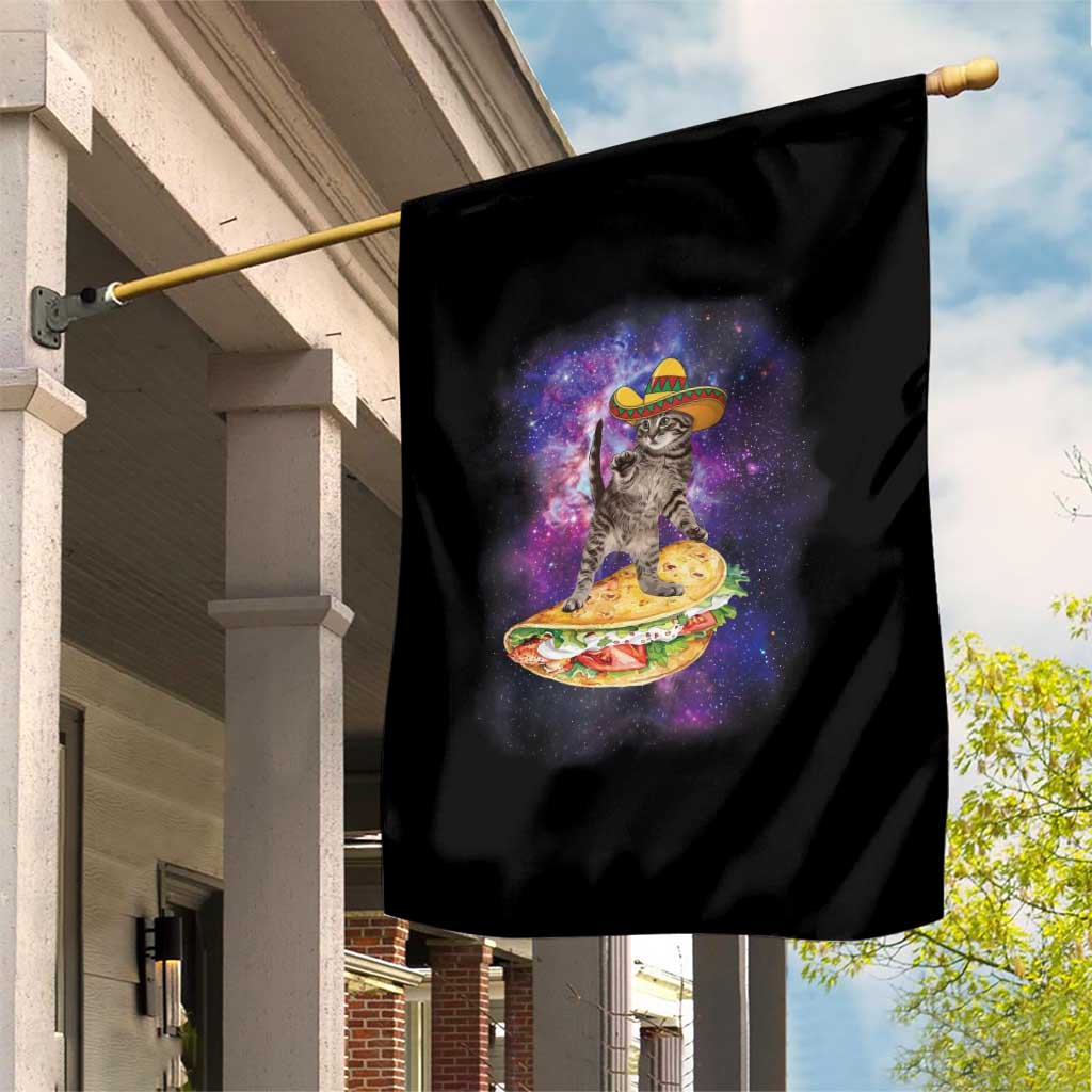 Funny Cinco De Mayo Cat Garden Flag Astronaut Kitten Flying A Taco TS12 Print Your Wear