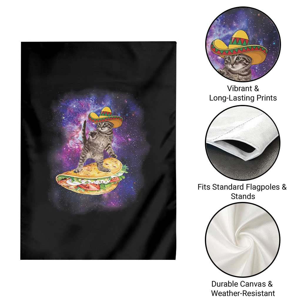 Funny Cinco De Mayo Cat Garden Flag Astronaut Kitten Flying A Taco TS12 Print Your Wear