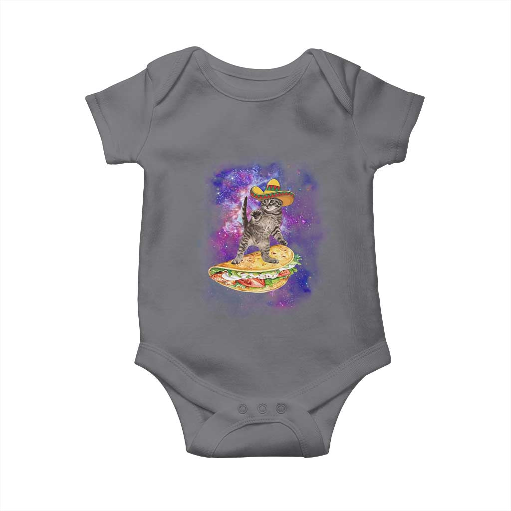 Funny Cinco De Mayo Cat Baby Onesie Astronaut Kitten Flying A Taco TS12 Charcoal Print Your Wear