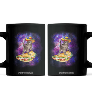 Funny Cinco De Mayo Cat Coffee Mug Astronaut Kitten Flying A Taco TS12 Black Print Your Wear