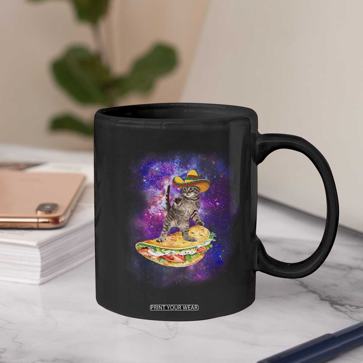 Funny Cinco De Mayo Cat Coffee Mug Astronaut Kitten Flying A Taco TS12 Print Your Wear