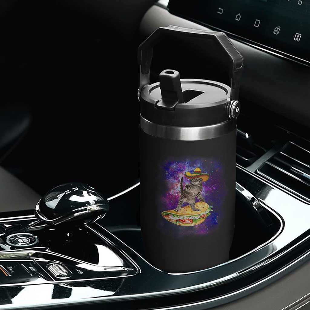 Funny Cinco De Mayo Cat Flip Straw Tumbler Astronaut Kitten Flying A Taco TS12 Print Your Wear