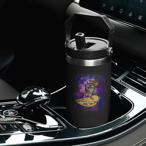Funny Cinco De Mayo Cat Flip Straw Tumbler Astronaut Kitten Flying A Taco TS12 Print Your Wear