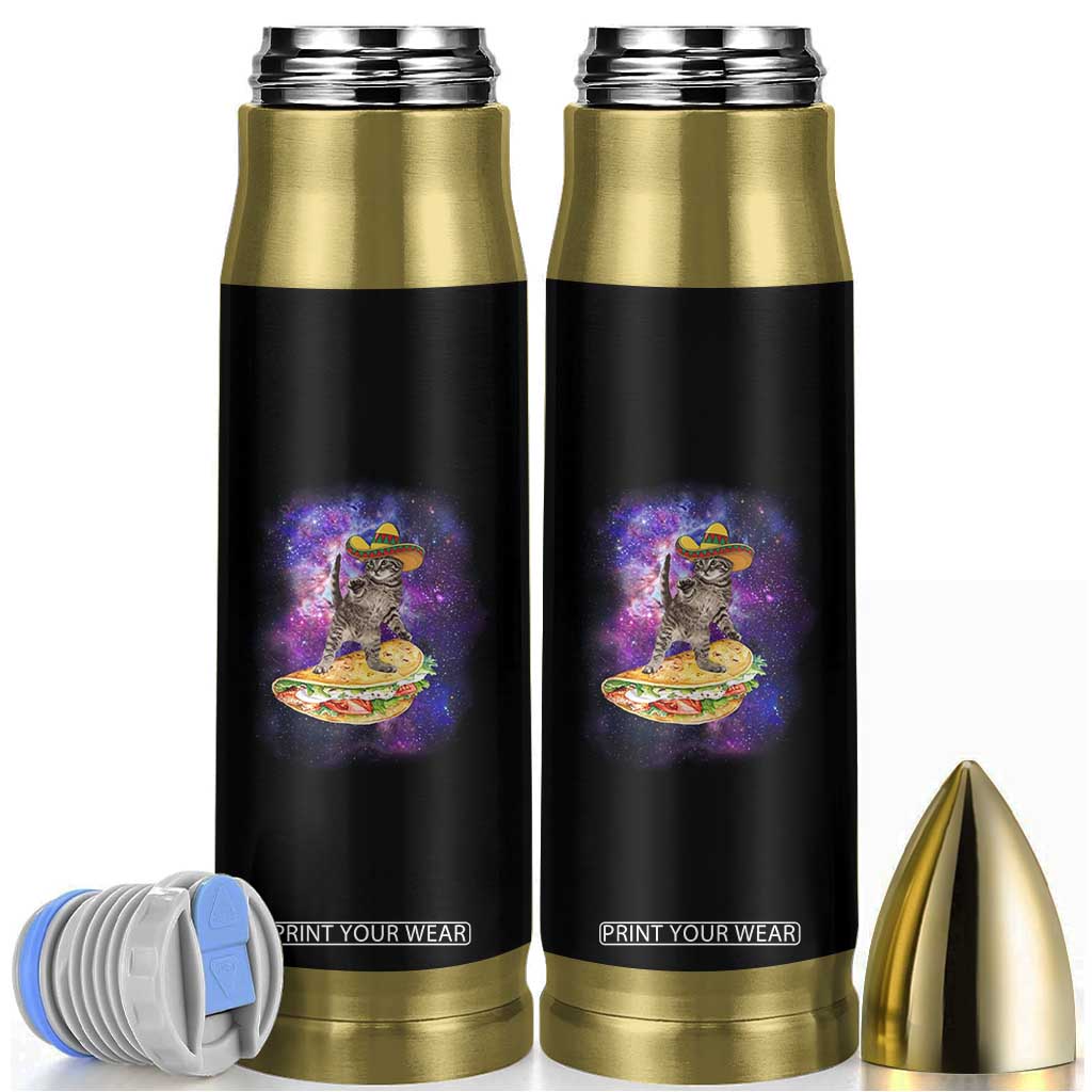 Funny Cinco De Mayo Cat Bullet Tumbler Astronaut Kitten Flying A Taco TS12 Black Print Your Wear