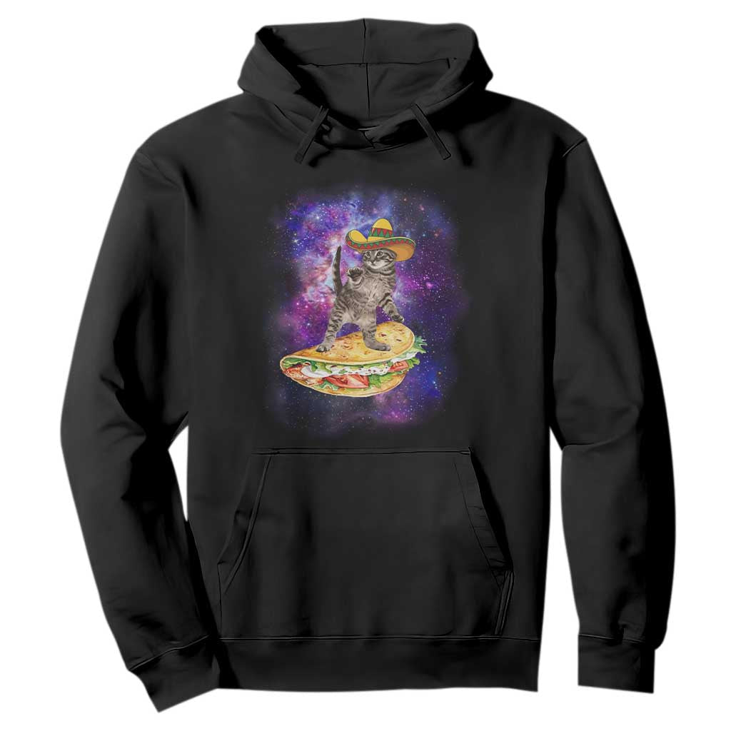 Funny Cinco De Mayo Cat Hoodie Astronaut Kitten Flying A Taco TS12 Black Print Your Wear