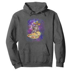 Funny Cinco De Mayo Cat Hoodie Astronaut Kitten Flying A Taco TS12 Dark Heather Print Your Wear