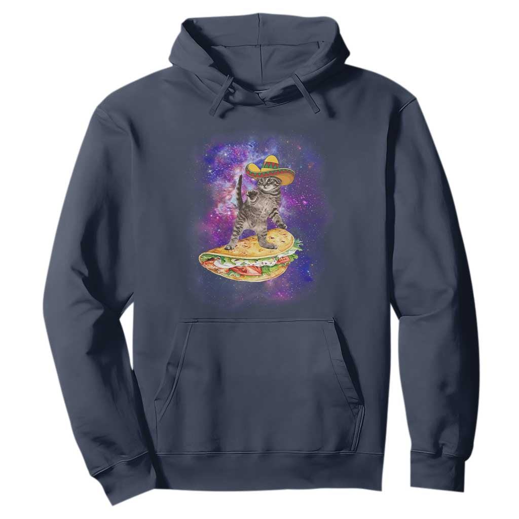 Funny Cinco De Mayo Cat Hoodie Astronaut Kitten Flying A Taco TS12 Navy Print Your Wear