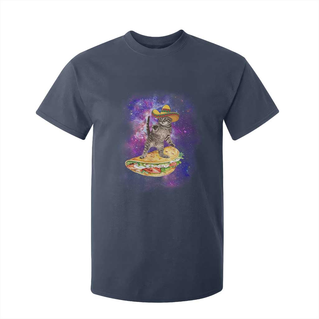 Funny Cinco De Mayo Cat T Shirt For Kid Astronaut Kitten Flying A Taco TS12 Navy Print Your Wear