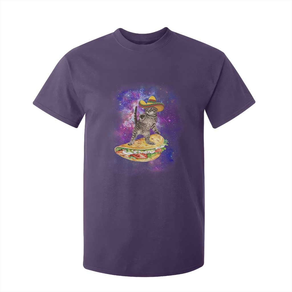 Funny Cinco De Mayo Cat T Shirt For Kid Astronaut Kitten Flying A Taco TS12 Purple Print Your Wear