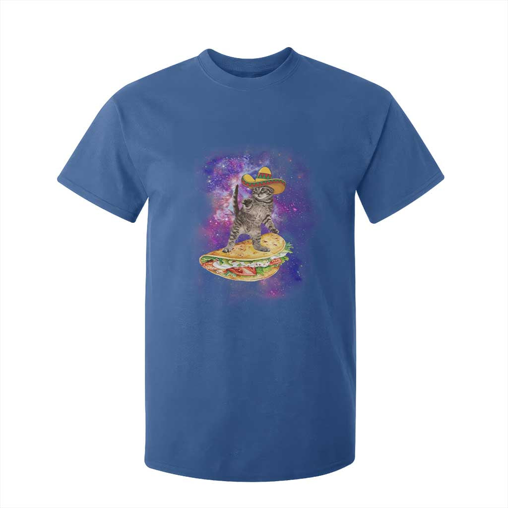 Funny Cinco De Mayo Cat T Shirt For Kid Astronaut Kitten Flying A Taco TS12 Royal Blue Print Your Wear
