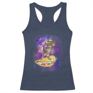 Funny Cinco De Mayo Cat Racerback Tank Top Astronaut Kitten Flying A Taco TS12 Navy Print Your Wear