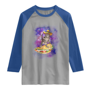 Funny Cinco De Mayo Cat Raglan Shirt Astronaut Kitten Flying A Taco TS12 Sport Gray Royal Print Your Wear