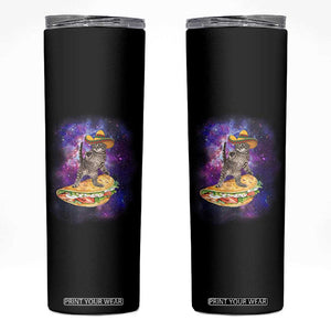 Funny Cinco De Mayo Cat Skinny Tumbler Astronaut Kitten Flying A Taco TS12 Black Print Your Wear