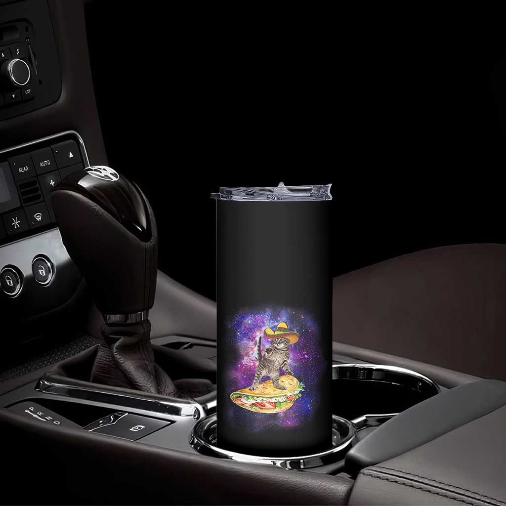 Funny Cinco De Mayo Cat Skinny Tumbler Astronaut Kitten Flying A Taco TS12 Print Your Wear