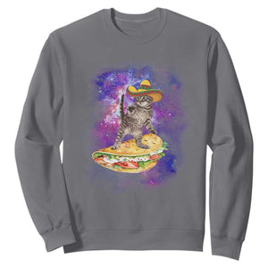 Funny Cinco De Mayo Cat Sweatshirt Astronaut Kitten Flying A Taco TS12 Charcoal Print Your Wear