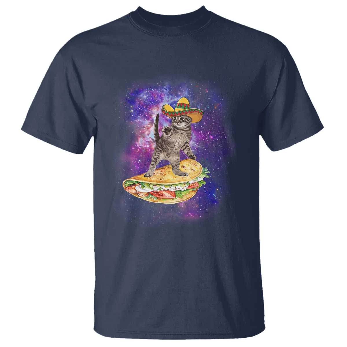 Funny Cinco De Mayo Cat T Shirt Astronaut Kitten Flying A Taco TS12 Navy Print Your Wear