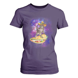 Funny Cinco De Mayo Cat T Shirt For Women Astronaut Kitten Flying A Taco TS12 Purple Print Your Wear