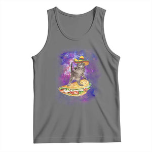 Funny Cinco De Mayo Cat Tank Top Astronaut Kitten Flying A Taco TS12 Black Heather Print Your Wear