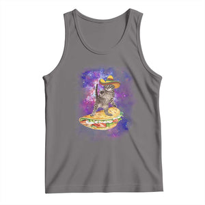 Funny Cinco De Mayo Cat Tank Top Astronaut Kitten Flying A Taco TS12 Deep Heather Print Your Wear