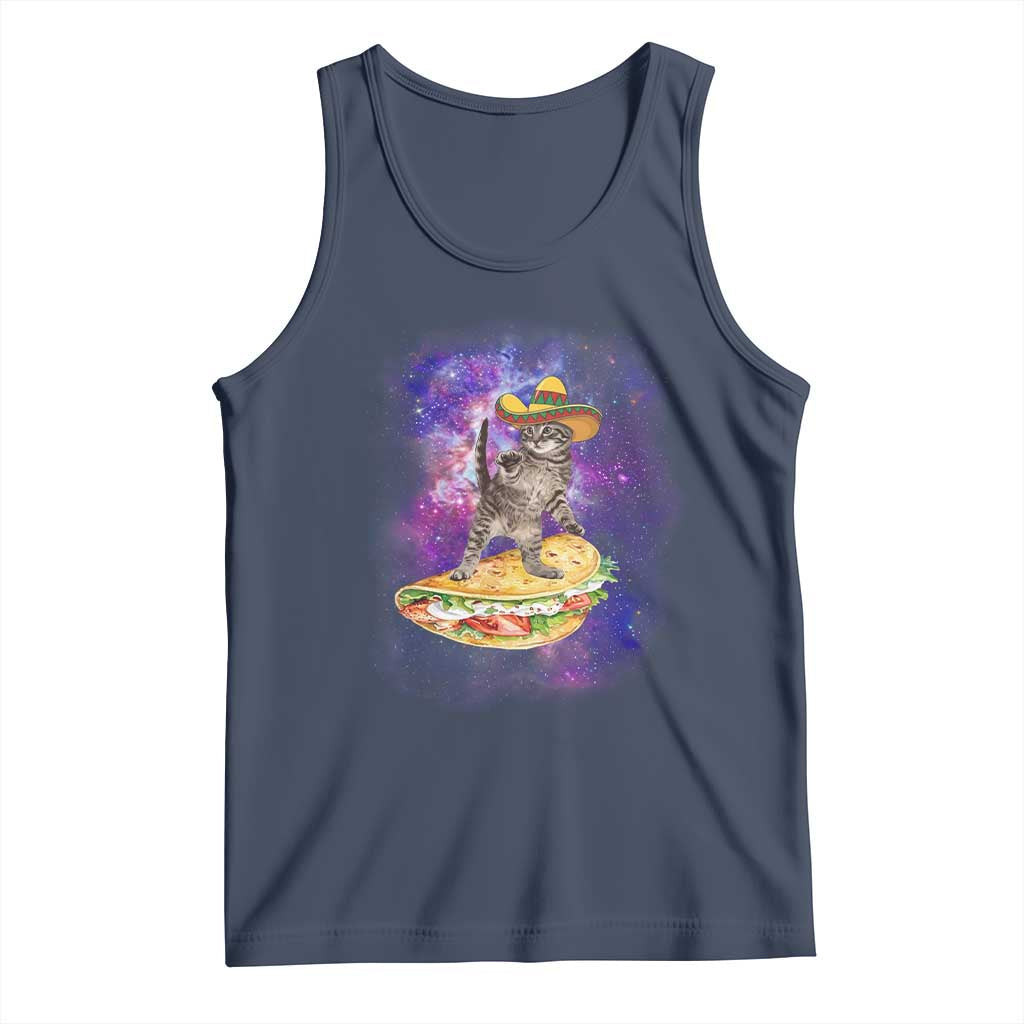 Funny Cinco De Mayo Cat Tank Top Astronaut Kitten Flying A Taco TS12 Navy Print Your Wear