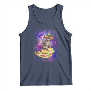Funny Cinco De Mayo Cat Tank Top Astronaut Kitten Flying A Taco TS12 Navy Print Your Wear