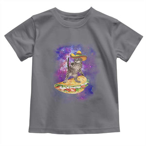 Funny Cinco De Mayo Cat Toddler T Shirt Astronaut Kitten Flying A Taco TS12 Charcoal Print Your Wear