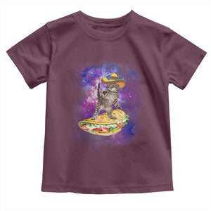 Funny Cinco De Mayo Cat Toddler T Shirt Astronaut Kitten Flying A Taco TS12 Maroon Print Your Wear