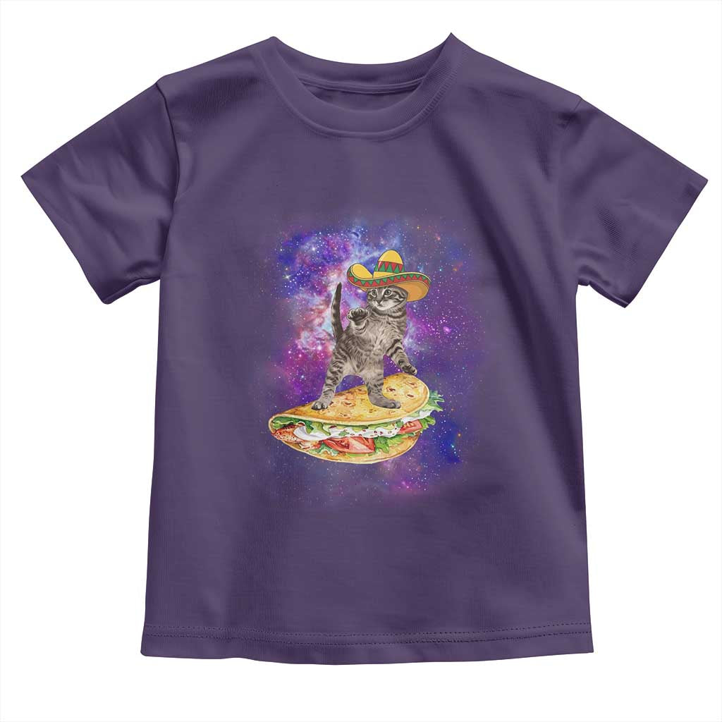 Funny Cinco De Mayo Cat Toddler T Shirt Astronaut Kitten Flying A Taco TS12 Purple Print Your Wear